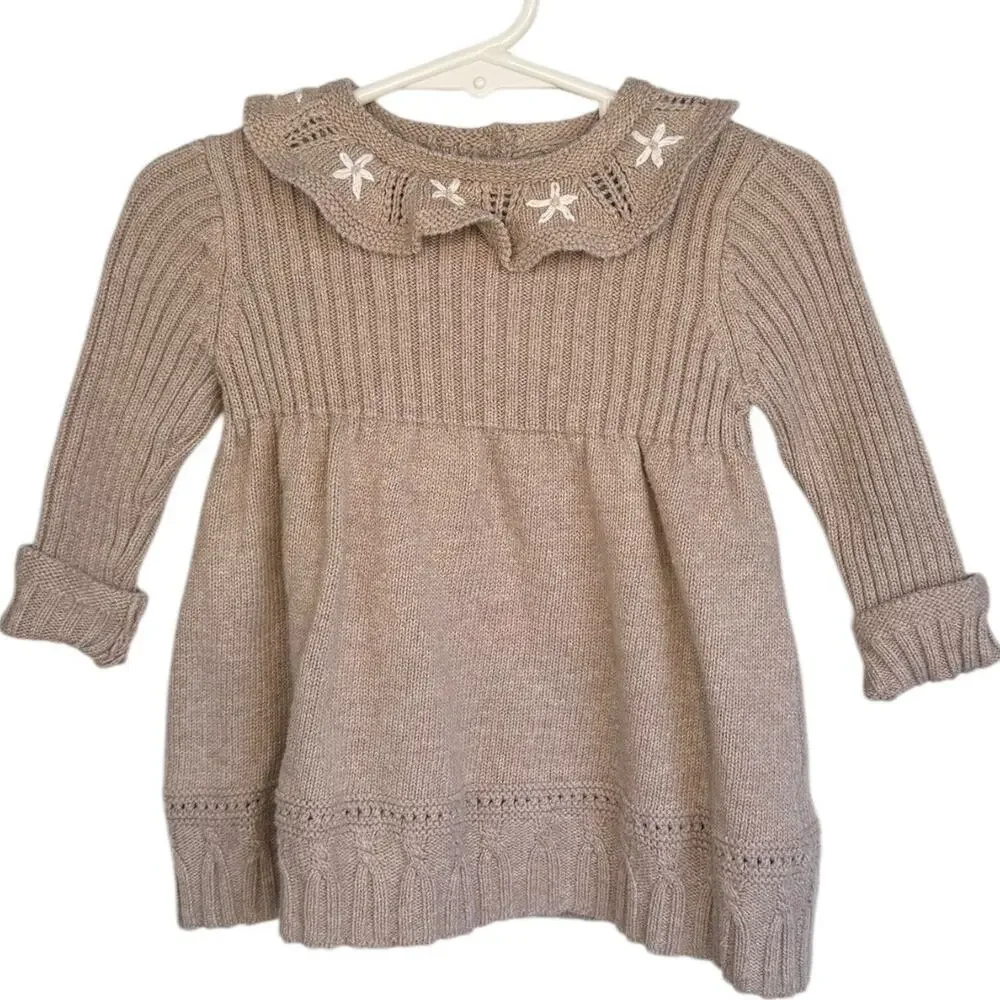 Max Studio Knit Dress with Flower Embroidery - Size 6-9 Months